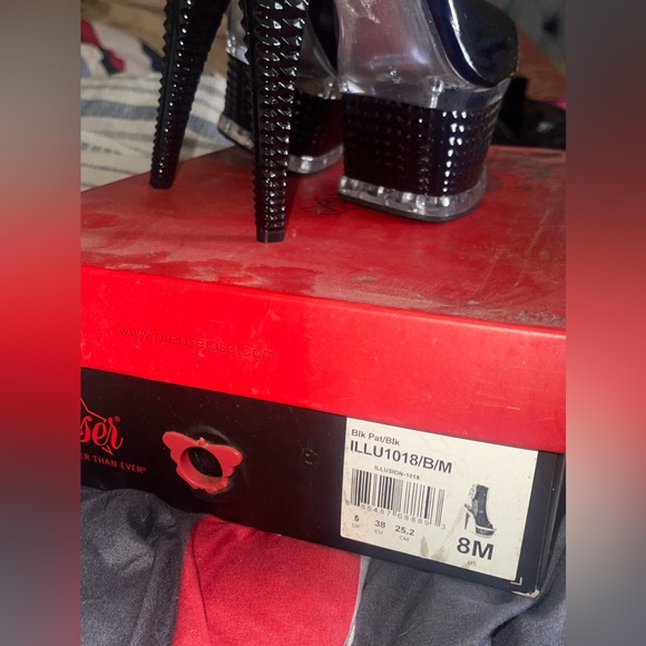 Black Exotic Dance Latex Lace Back Open Toe Platform Heel - Picture 2 of 6